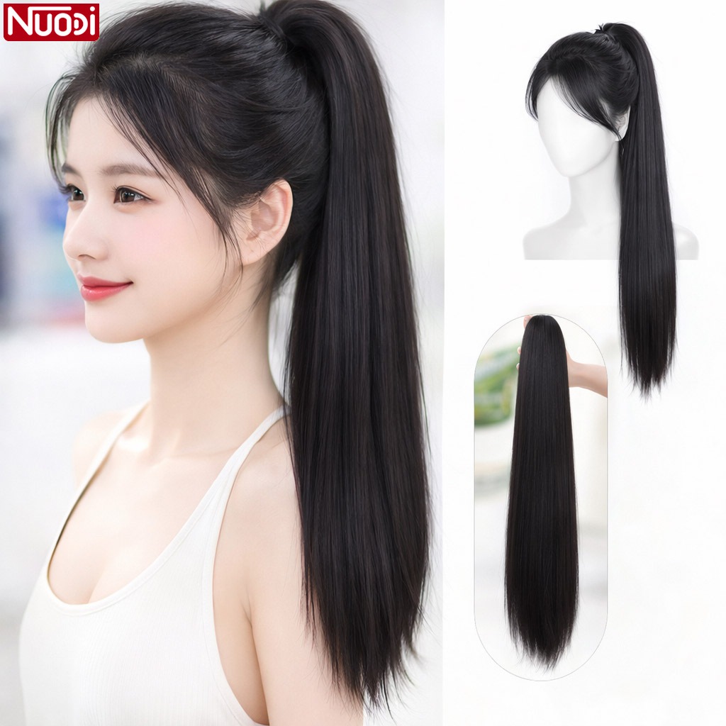 Nuodi แฮร์พีชหางม้าผูก วิกผมหางม้าเเบบผูก วิกผมผู้หญิงยาวตรง ผมปลอมเหมือนจริง ดูเป็นธรรมชาติ