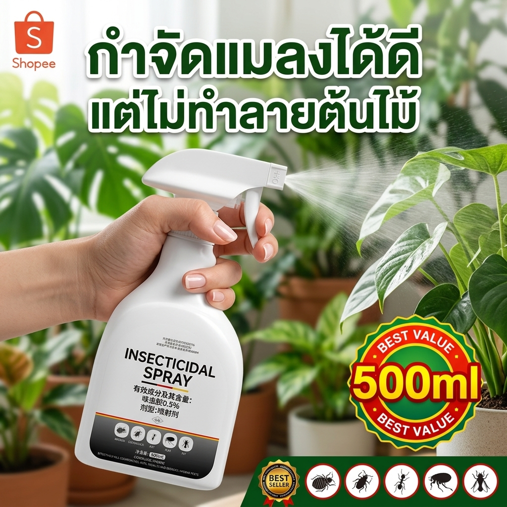 น้ำยาฆ่าแมลงสำหรับต้นไม้ 500ml – กำจัดเพลี้ย หนอน มด เหมาะกับผักและผลไม้ ไม่ทำร้ายต้นไม้