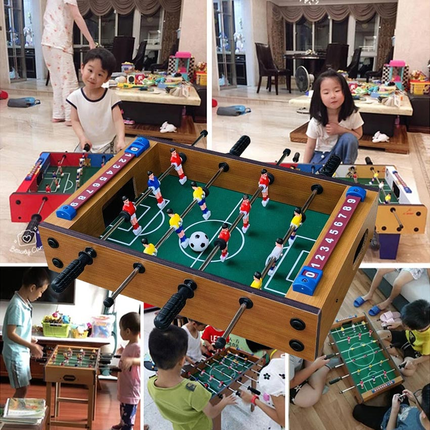 โต๊ะฟุตบอลตาราง โต๊ะรับประทานอาหารแบบพกพาบนโต๊ะไม้ของเล่นเกมรักบี้ของเล่นเด็กของเล่นสำหรับครอบครัว Family Bar Party Foot