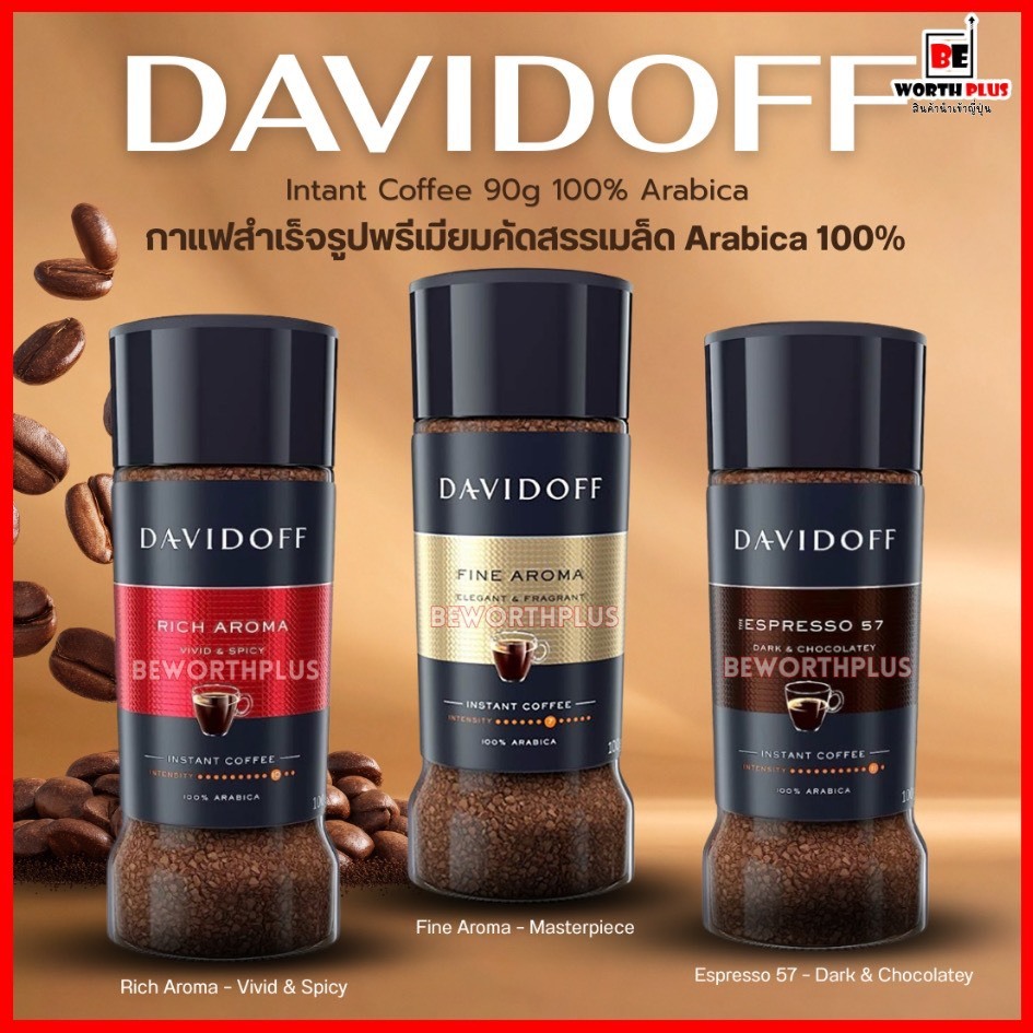 DAVIDOFF Intant Coffee 90g 100% Arabica  กาแฟสำเร็จรูปพรีเมียม คัดสรรเมล็ด Arabica 100%