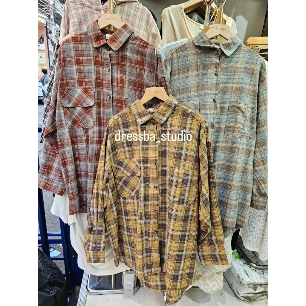 เสื้อเชิ้ตลายตาราง ทรง oversized