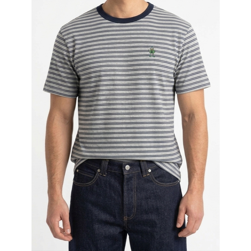 NOMAD GENT - Striped T-Shirt Navy เสื้อยืดลายทาง NOMAD GENT คอสีกรมท่า แขนสั้น เสื้อผู้ชายแฟชั่น