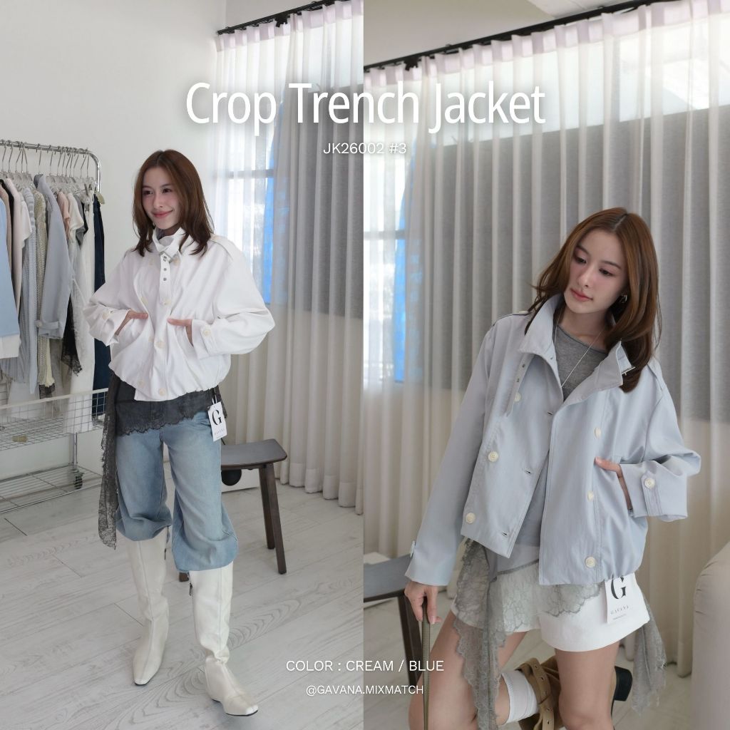 GAVANA - Crop Trench Jacket - แจ็คเก็ตแขนยาว - #JK26002