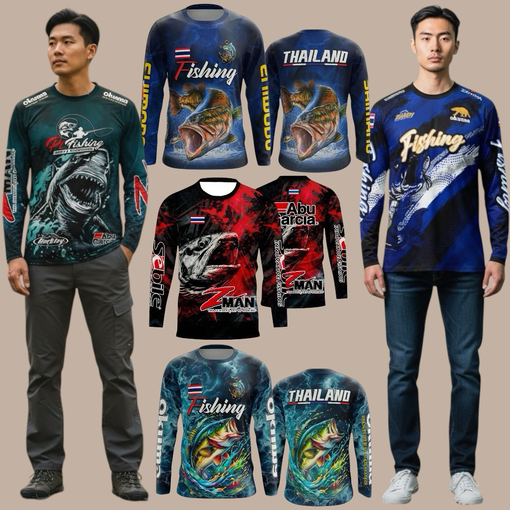 เสื้อตกปลาแขนยาว เสื้อกีฬาแขนยาว เนื้อผ้าดีนิ่มลื่นใส่สบาย