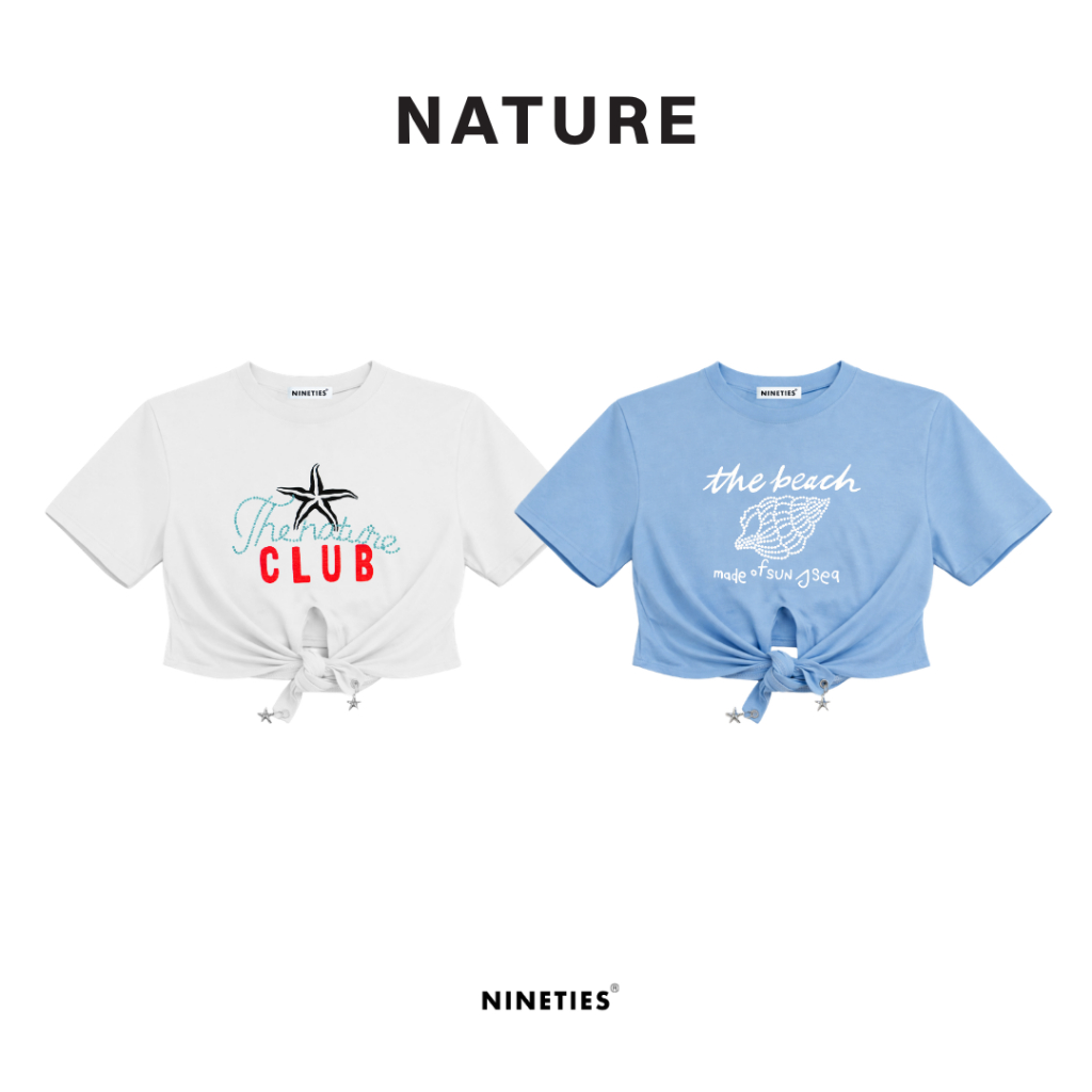 Nineties Design : Summer เสื้อยืดครอป ผูกเอว สุดน่ารักก รุ่น Nature