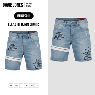 DAVIE JONES [BE FEARLESS] กางเกงยีนส์ขาสั้นผู้ชาย Relax Fit Denim Shorts สีกรม SP0014