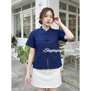 เสื้อผ้าฝ้ายคอจีนกระดุมขอดผู้หญิง