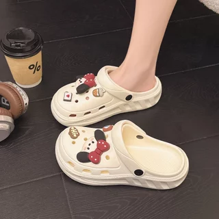 JSNB รองเท้าแตะผู้หญิง รองเท้าหัวโต Clogs น้องหมาหูยาว ติด Jibbitz สุดคิ้วท์ รองเท้าแฟชั่นผู้หญิง สไตล์เกาหลี [H827]
