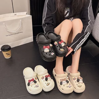 JSNB รองเท้าแตะผู้หญิง รองเท้าหัวโต Clogs น้องหมาหูยาว ติด Jibbitz สุดคิ้วท์ รองเท้าแฟชั่นผู้หญิง สไตล์เกาหลี [H827]