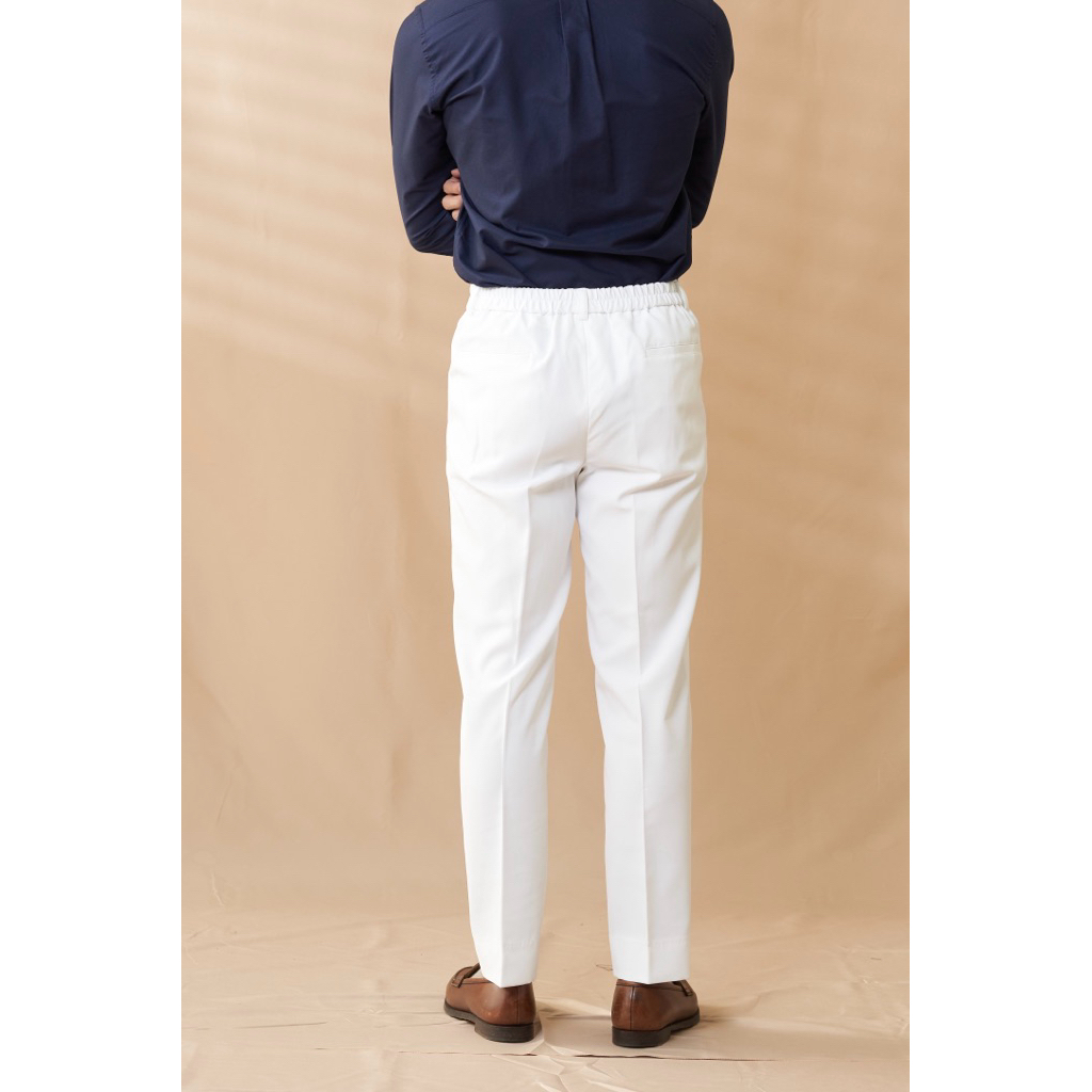 [Code20%ทักแชท] The Alden Easy Trouser สีขาว White | ผ้า Stretch Cotton | Regular Fit 1 จีบ | เอวยางยืดด้านหลัง ราคา ถูกที่สุด ดีลบีเคเค แกลเลอรีภาพที่ 6