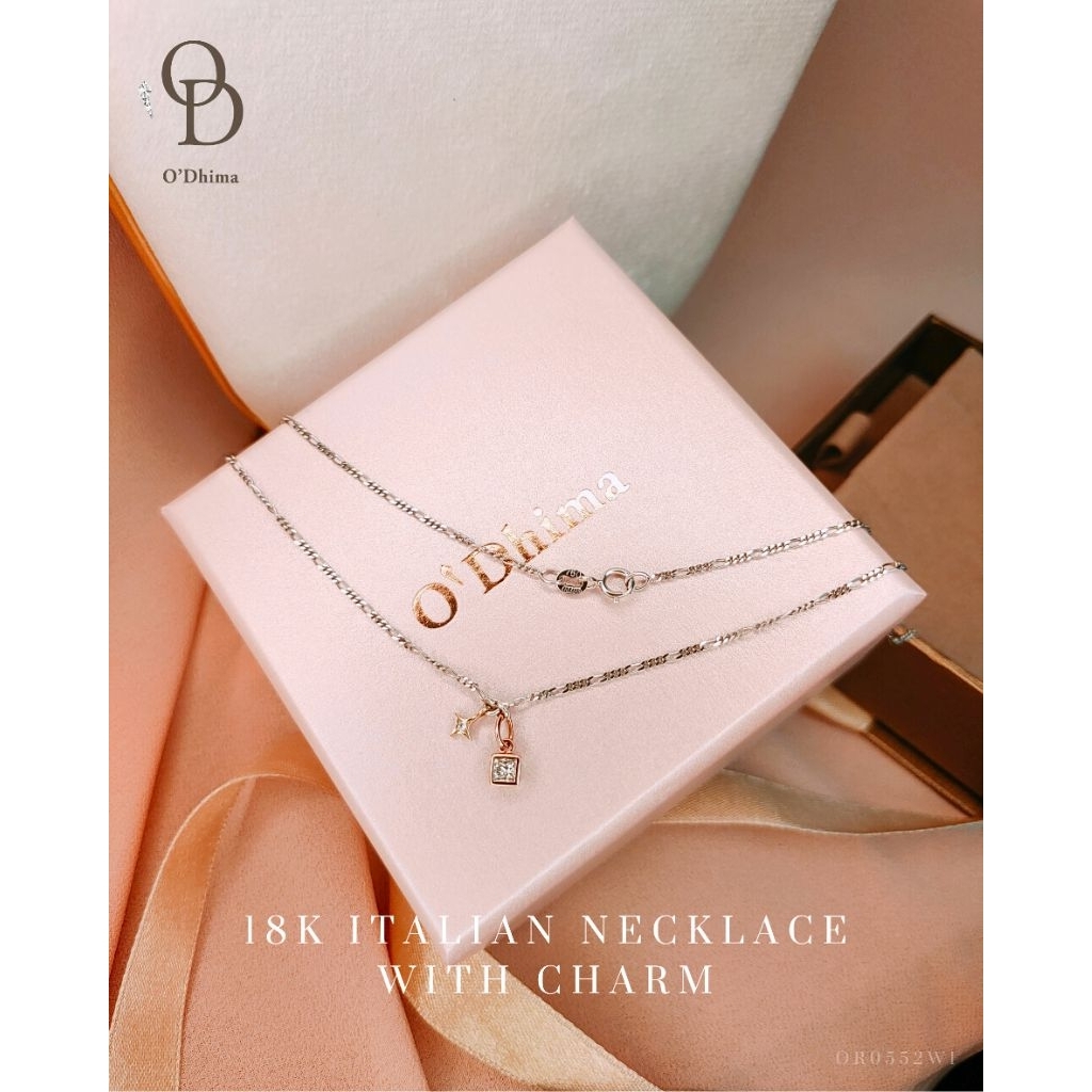 O'Dhima  สร้อยคอเพชรทองขาว18K WG2.02g.ความยาว 16นิ้ว  (OR0552)
