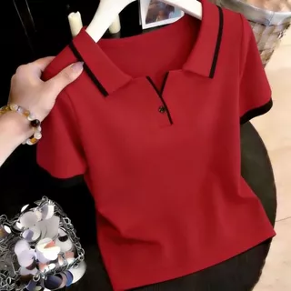เสื้อโปโลแขนสั้นสำหรับผู้หญิง ทันสมัย ​​มีสไตล์ ใช้งานได้หลากหลาย สีพื้น ดีไซน์เก๋ไก๋ ช่วยให้ดูผอมเพรียว