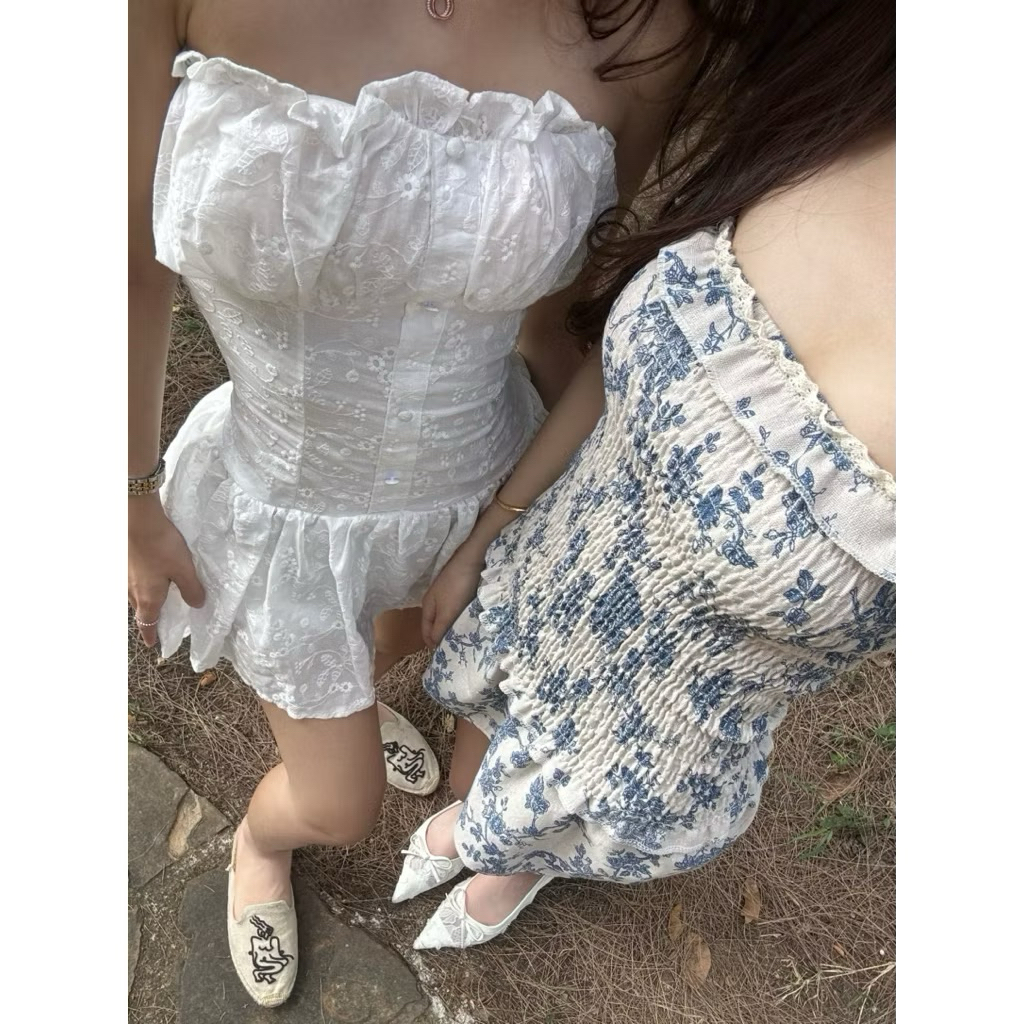 used winter dress เดรสสั้นลายดอกไม้ sunfap 🫐🎀