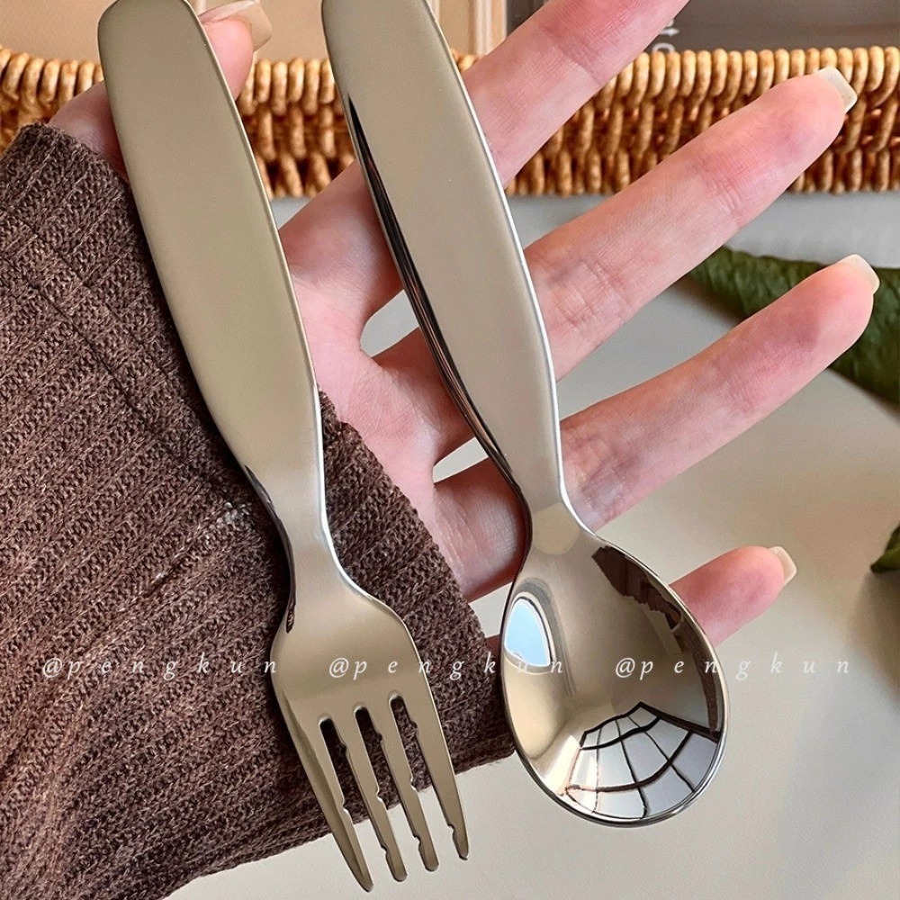 🛠️COD 304 ช้อนและส้อมสแตนเลสหนาสําหรับเด็ก, ช้อนส้อมเกาหลี ช้อนส้อมจิ๋ว ช้อนส้อมจิ๋วเกาหลี