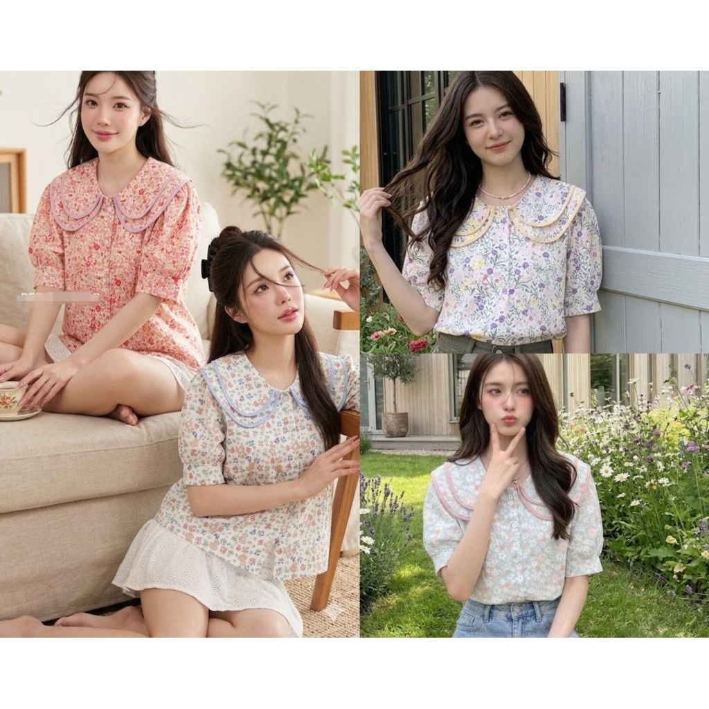เสื้อคอบัวปก2ชั้น​ แขนตุ๊กตา​ อกหน้าผ้า42นิ้ว​ ยาว​ 20​ นิ้ว​ วงแขน​ 13นิ้ว​ ผ้าครัช​ ราคา​ 205บาท