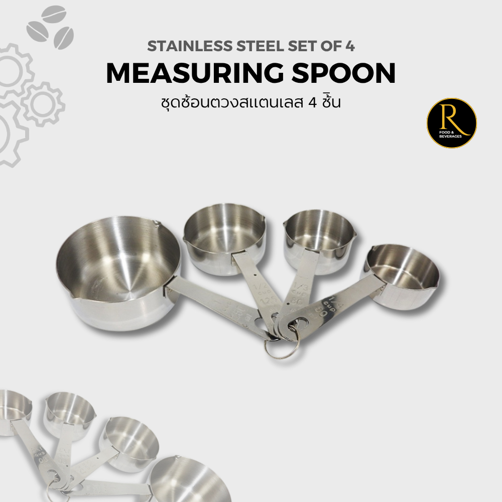 Stainless Steel Measuring Spoon(Set of 4) ชุดช้อนตวงสแตนเลส ตวงปริมาณcup และ ML 4 ช้อน