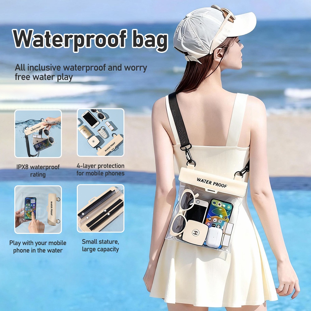 สงกรานต์ ขายร้อน🌊กระเป๋ากันน้ำสำหรับโทรศัพท์มือถือ กรณีโทรศัพท์มือถือหน้าจอสัมผัสพร้อมสร้อยคอขนาด 6.8 นิ้ว คุณสมบัติ