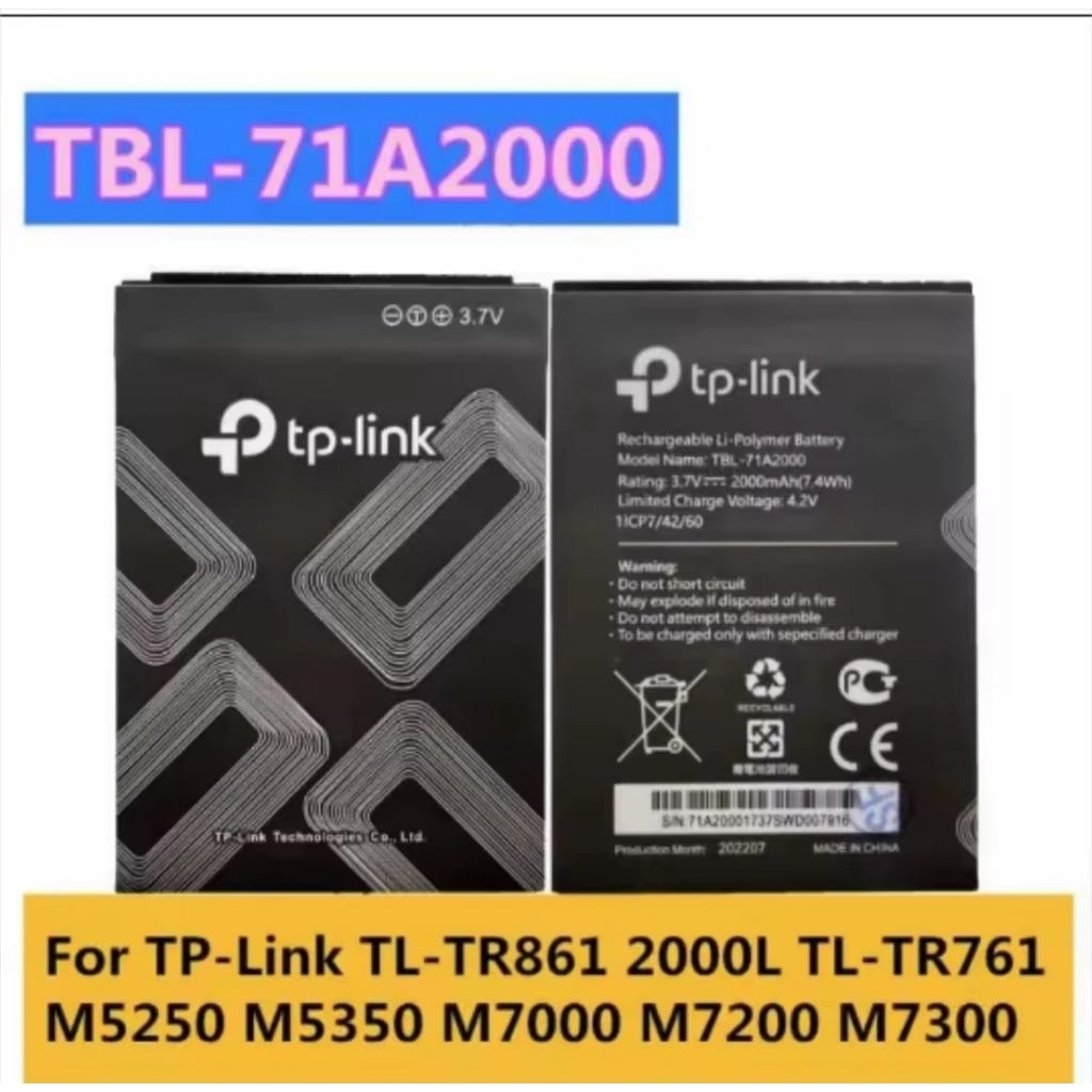 2000mAh 100% เดิม TBL-71A2000 แบตเตอรี่ m7300 TBL-71A2000 สำหรับ TP-LINK เราเตอร์ไร้สาย