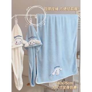 Cinnamoroll เซ็ต 2 ชิ้น ผ้าเช็ดตัว ผ้าเช็ดผม ลายสตรอเบอร์รี่หมี ปักลายละเอียด ซับน้ำได้ดี