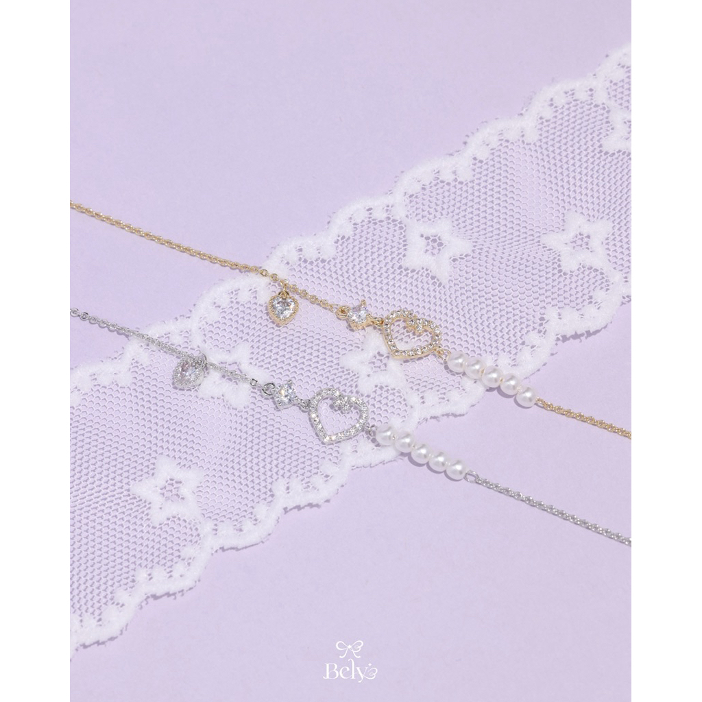 BELY 💜 กำไลแฟชั่น Heart Pearl 🤍✨( ไม่แถม package )