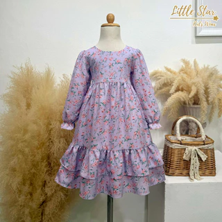 ⭐️Littlestar👧🏻เดรสกระโปรงยาว ชุดเดรสเด็กมุสลิม เด็กผู้หญิงอิสลาม ยาวพิเศษ GML0668 GML0671
