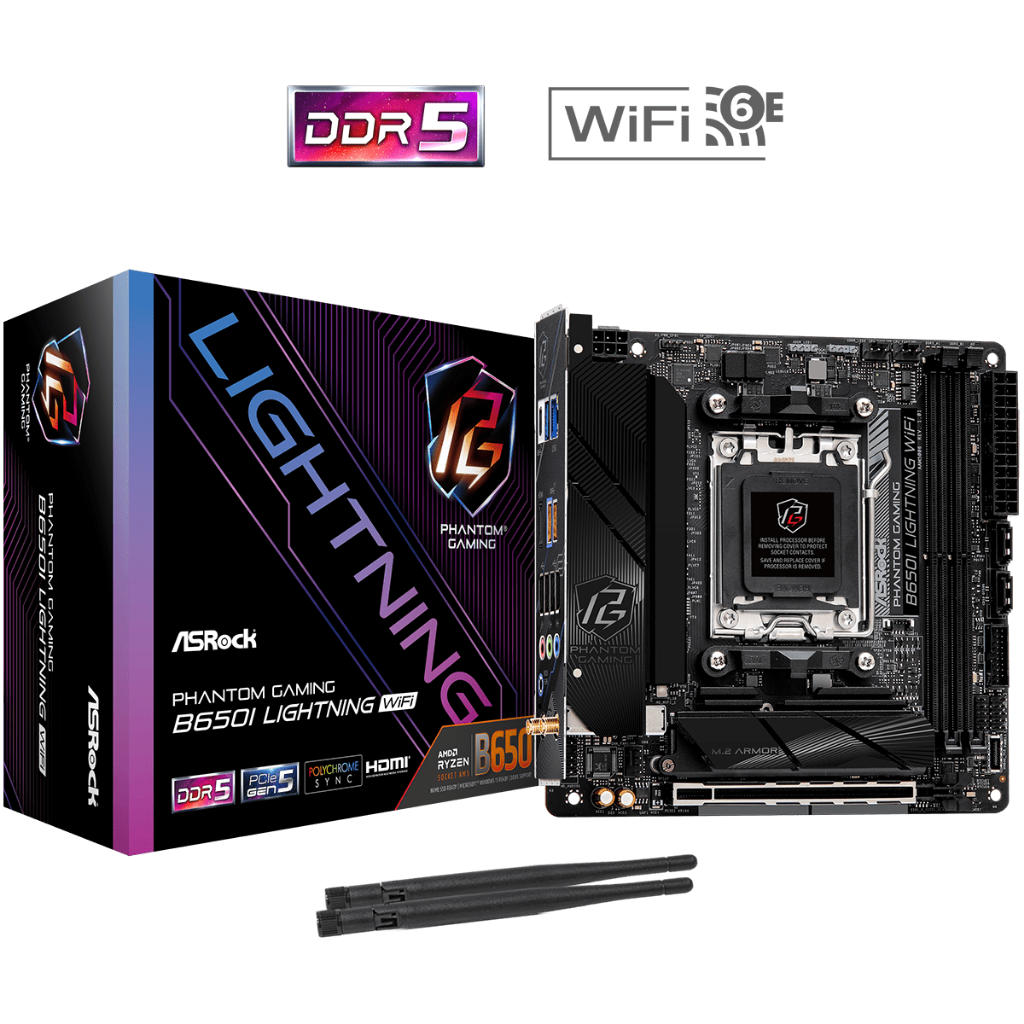 MAINBOARD (เมนบอร์ด) ASROCK B650I LIGHTNING WiFi AM5 DDR5 mATX (Warranty 3Y)