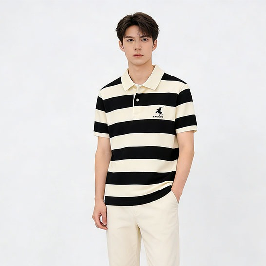 เสื้อโปโลลายทางสำหรับผู้ชาย สวมใส่สบายและมีสไตล์ เหมาะสำหรับผู้ชาย