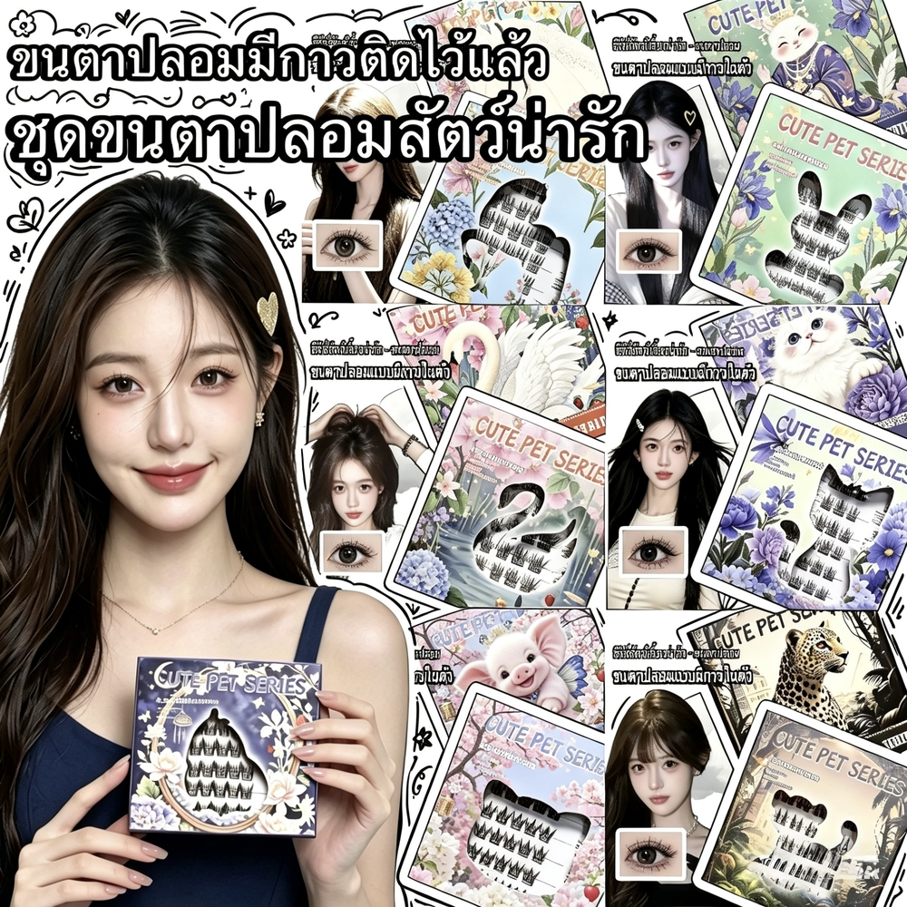 ขนตาปลอมไม่ต้องกาว สไตล์น่ารัก ธรรมชาติ เบา ใส่สบาย ติดแน่นทั้งวัน มือใหม่ก็ใช้ได้ พร้อมส่งในไทย ขายดีมาก