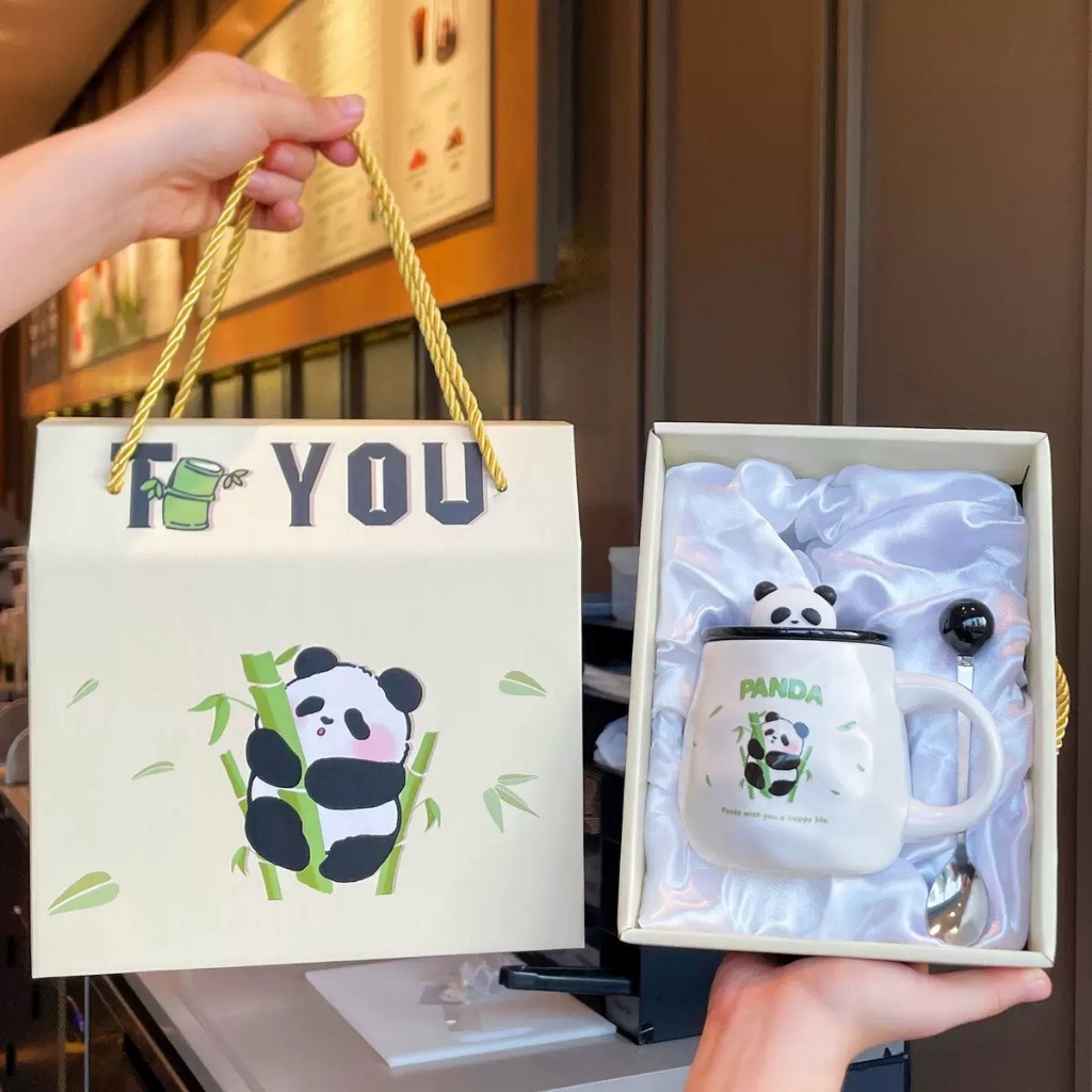 ของขวัญวันเกิด/ของขวัญเพื่อน แก้วแพนด้าสุดน่ารัก แถมกล่องของขวัญพร้อมส่ง