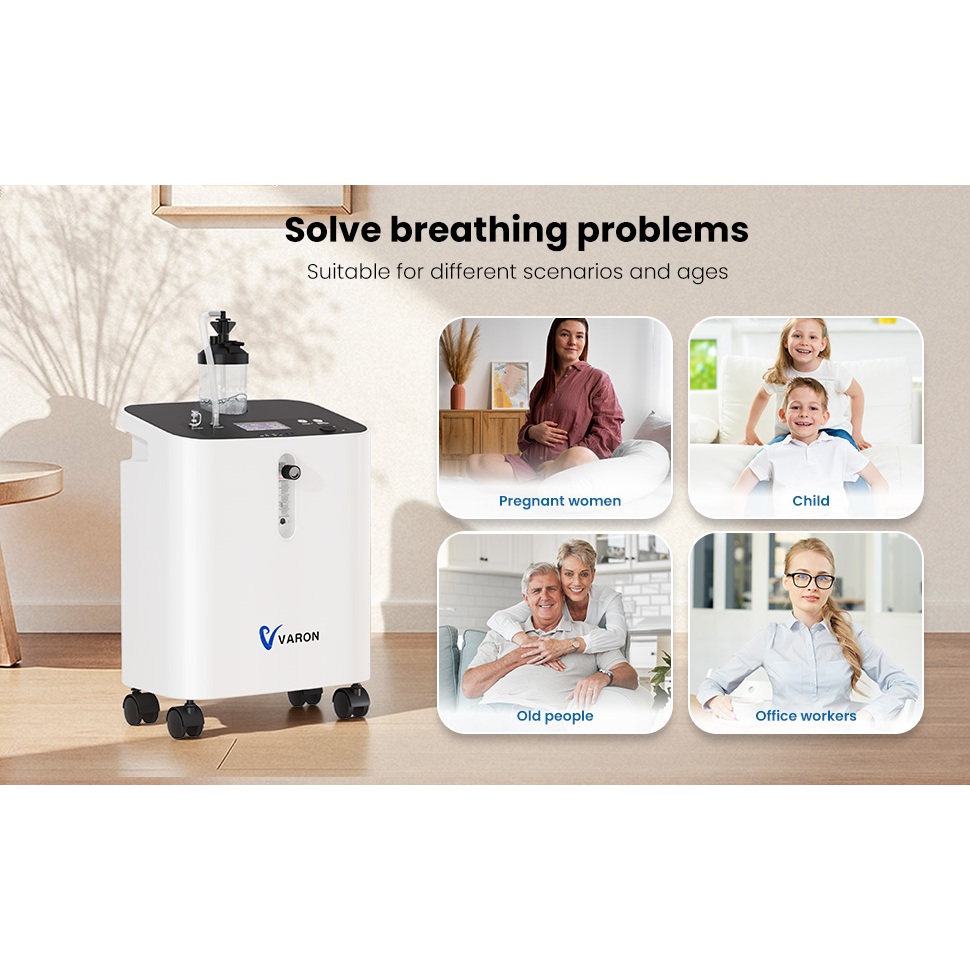 VARON 2-in-1 Oxygen & Nebulizer Concentrator 1-10L Adjustable 72H Stable Operation for Home Care