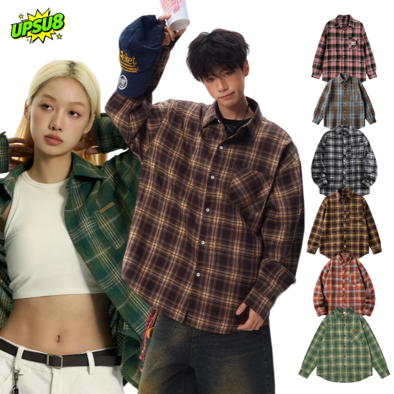 เสื้อแจ็คเก็ตเชิ้ตลายสก๊อตแขนยาว ผ้านุ่ม ระบายอากาศได้ดี สไตล์เกาหลี ใส่ได้ทั้งชายและหญิง ทันสมัย