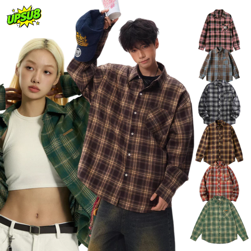 เสื้อแจ็คเก็ตเชิ้ตลายสก๊อตแขนยาว ผ้านุ่ม ระบายอากาศได้ดี สไตล์เกาหลี ใส่ได้ทั้งชายและหญิง ทันสมัย