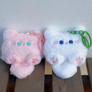 พร้อมส่ง Su241พวงกุญแจรูปแมว การ์ตูนสุดน่ารัก ขนนุ่มนิ่มหางยาว ห้อยกระเป๋า หลากหลายสไตล์
