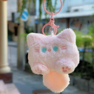พร้อมส่ง Su241พวงกุญแจรูปแมว การ์ตูนสุดน่ารัก ขนนุ่มนิ่มหางยาว ห้อยกระเป๋า หลากหลายสไตล์