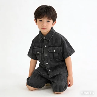YO238 ชุดเซ็ตเด็กสุดฮิต งานยีนส์นิ่มใส่สบาย สไตล์มินิมอลคูลๆ เท่ไม่เหมือนใคร
