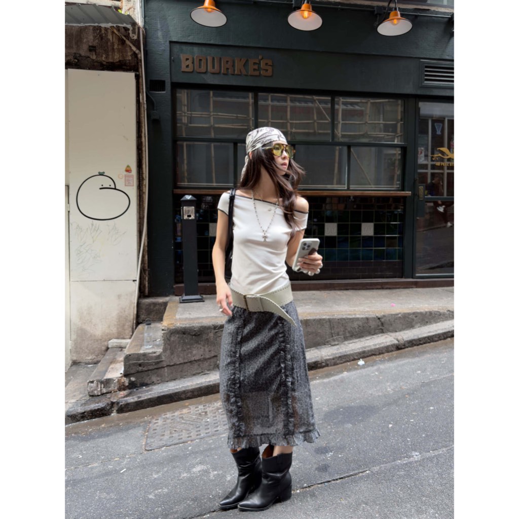 🇰🇷 Leopard Print Skirt กระโปรงพิมพ์ลายเสือ แต่งระบาย 🇰🇷