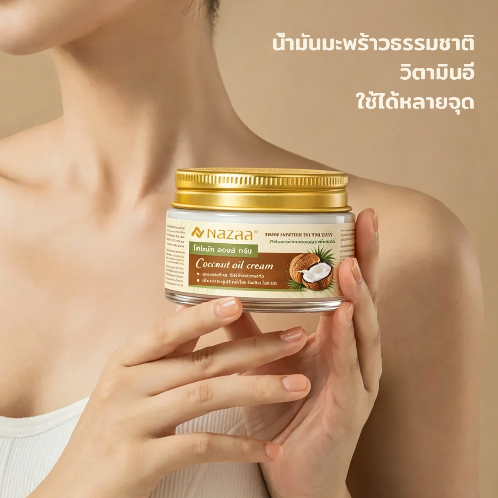 NAZAA COCONUT OIL CREAM  ครีมน้ำมันมะพร้าวอเนกประสงค์ 50g มอยส์เจอร์ไรเซอร์  มะพร้าวผิว โคโคนัท