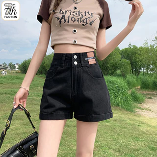 กางเกงยีนส์ขาสั้นเอวสูง ทรงหลวม ไซส์ใหญ่ S-5XL ผู้หญิง ทรงลุย ใส่แล้วขายาว เดิมๆ สไตล์เกาหลี ผ้านิ่ม ใส่สบาย
