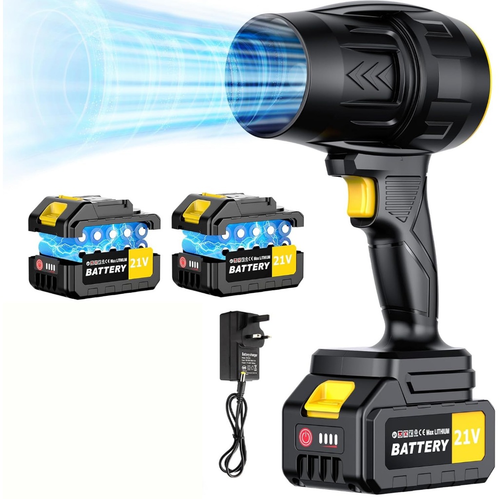 Qimedo เครื่องเป่าใบไม้ไร้สาย 550W เทอร์โบ 40000 RPM แบต 2 ก้อน 110 MPH เป่าฝุ่นไฟฟ้า