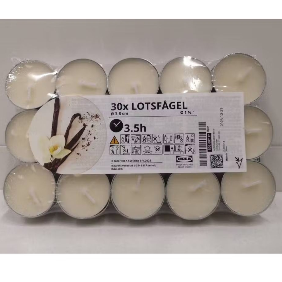 IKEA เทียนทีไลท์หอม เทียนหอมวนิลา เทียนแพ็ค เทียนหอมอิเกีย แบบแพ็ค !! อิเกียแท้พร้อมส่งค่ะ
