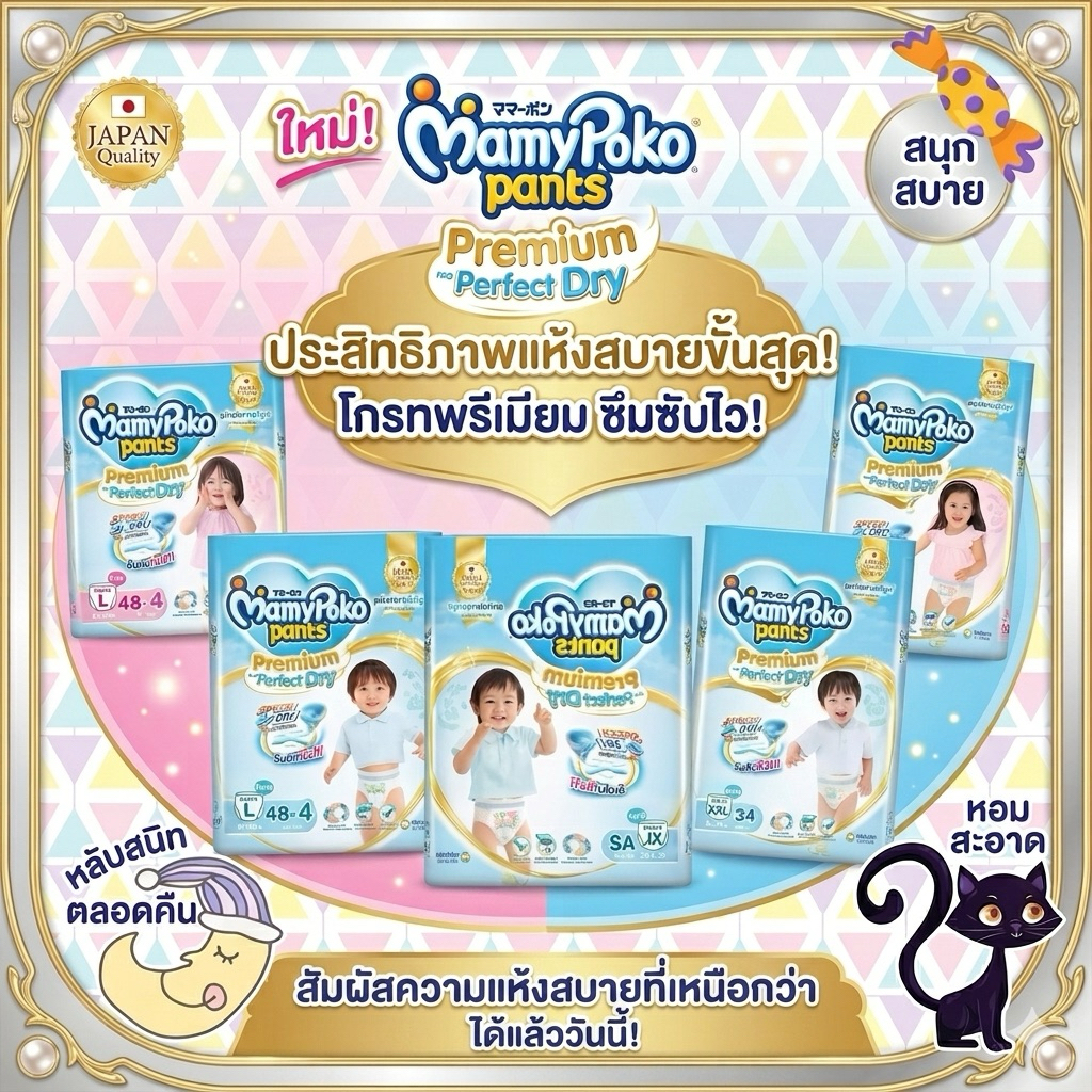📌(สินค้าพร้อมส่ง)📌Mamy Poko pents premium perfect dry โฉมใหม่ / ห่อฟ้า