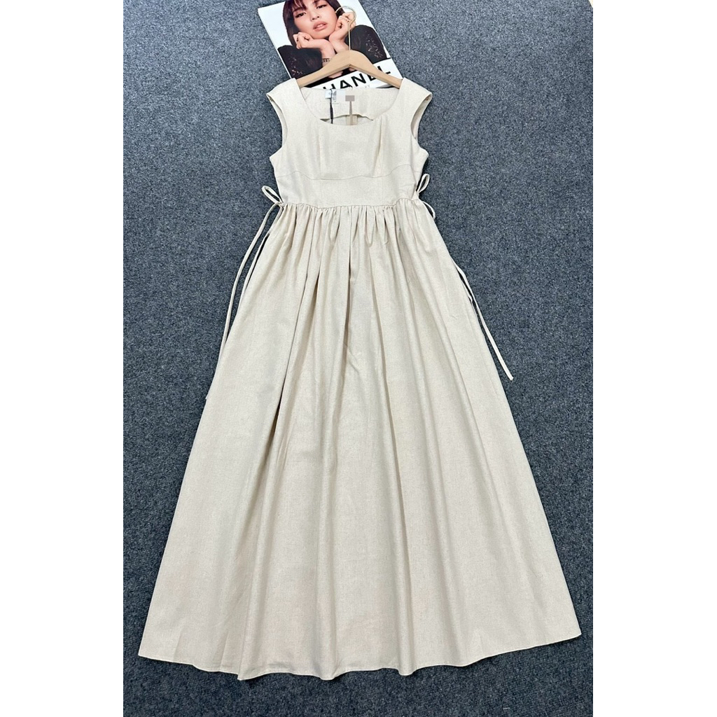 C../K Maxi dress เดรสผ้าคอตตอน ทรงยาว ผ้าคอตตอน แต่งเชือกผูกโบว์ด้านข้าง ตัวนี้น่ารักมา