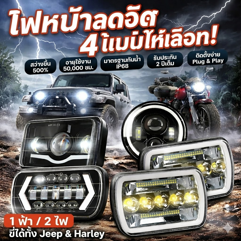 ไฟหน้ารถบรรทุก Led ทรงสี่เหลี่ยม พร้อมไฟสูงต่ํา Drl แบบเปลี่ยน สําหรับ Jeep Cherokee Limited Sport Utility 2015