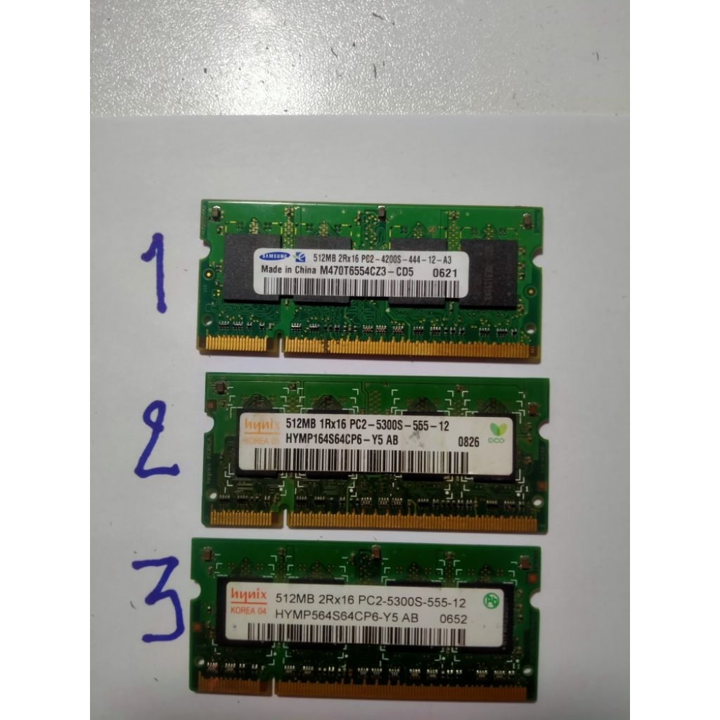 ram ddr2  512mb  แรมสำหรับโน๊ตบุ๊คมือสอง คละรุ่น