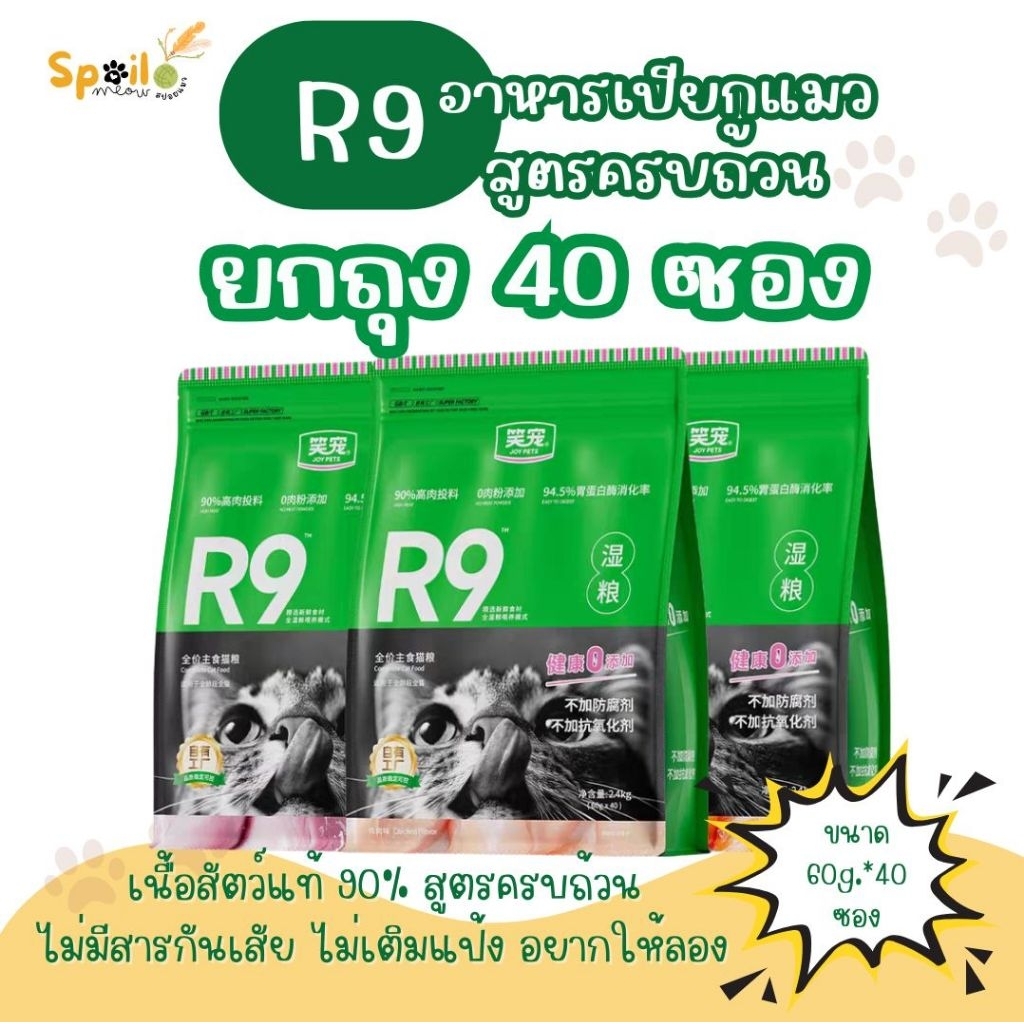 R9 Joypet อาหารแมวสูตรครบถ้วน ยกถุง 40 ซอง