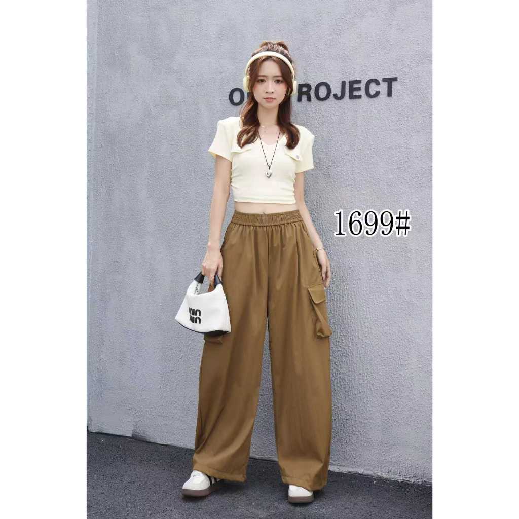 กางเกงขายาวผู้หญิง ดีไซน์ทันสมัย ใส่สบาย ขนาดใหญ่-1699#