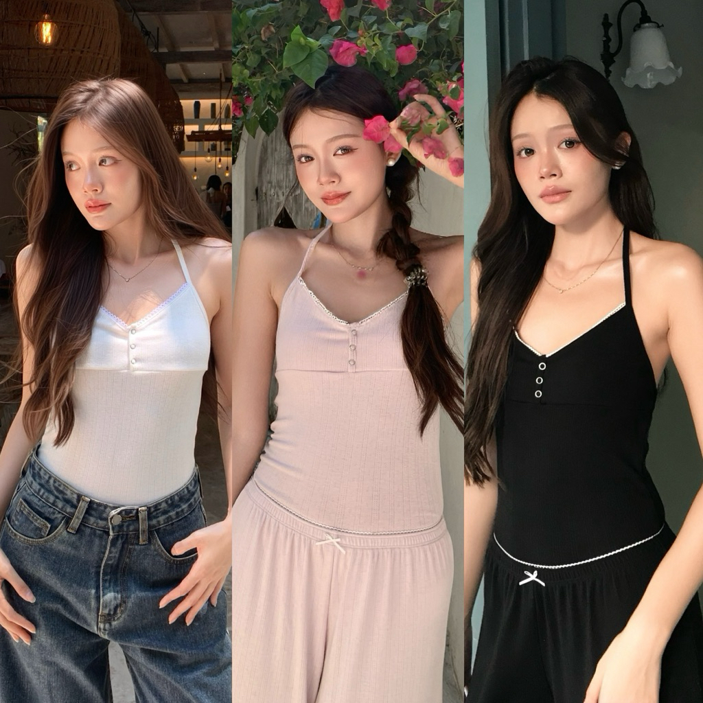 BEMYCHIC บอดี้สูทสายผูก ไม่เว้าสูง bodysuit รุ่นMibelle Top