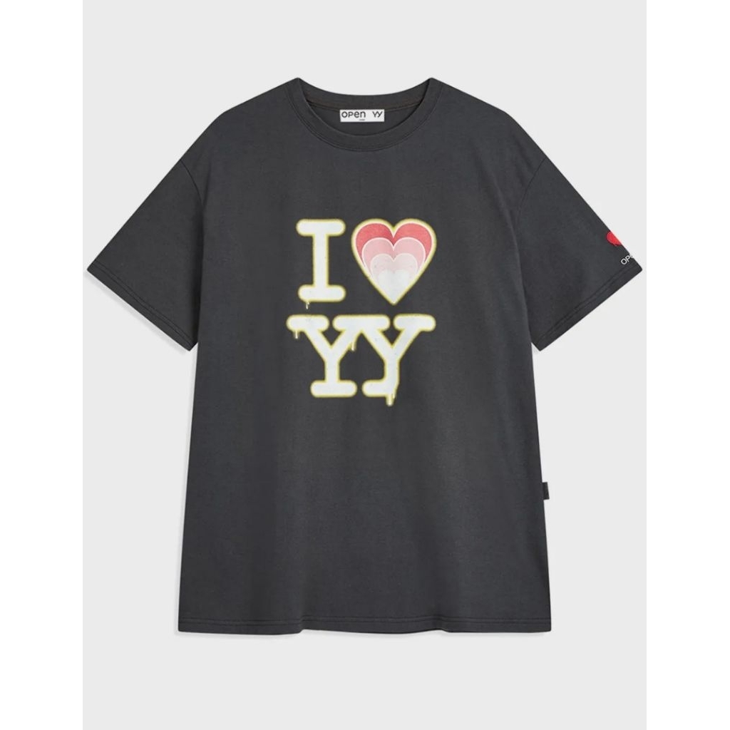 [พรีออเดอร์] Open YY - I love YY box tee (Charcoal/White)