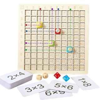 Chokdee เกมกระดานไม้ตัวเลขคูณ99 โปสเตอร์ตารางสูตรคูณ เกมกระดานฝึกสูตร multiplication board