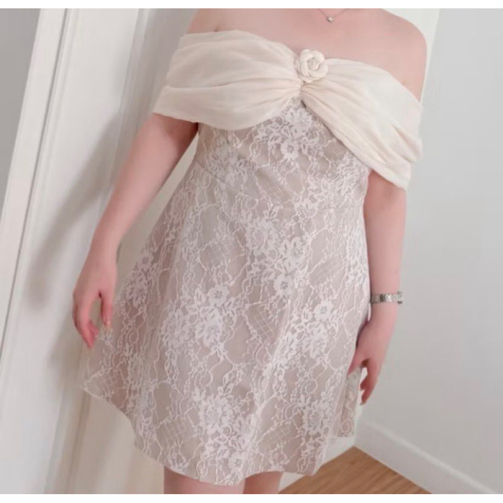 ส่งต่อสาวอวบ ladyM สีครีม รุ่นCamellia dress